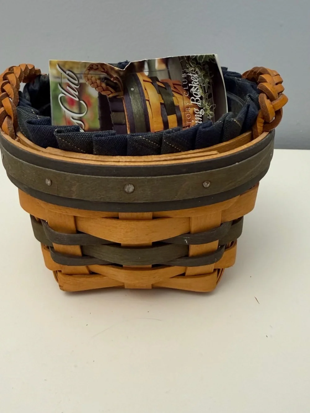 Longaberger Thyme Booking Basket Fabric Liner and Protector Collectors Club 1998